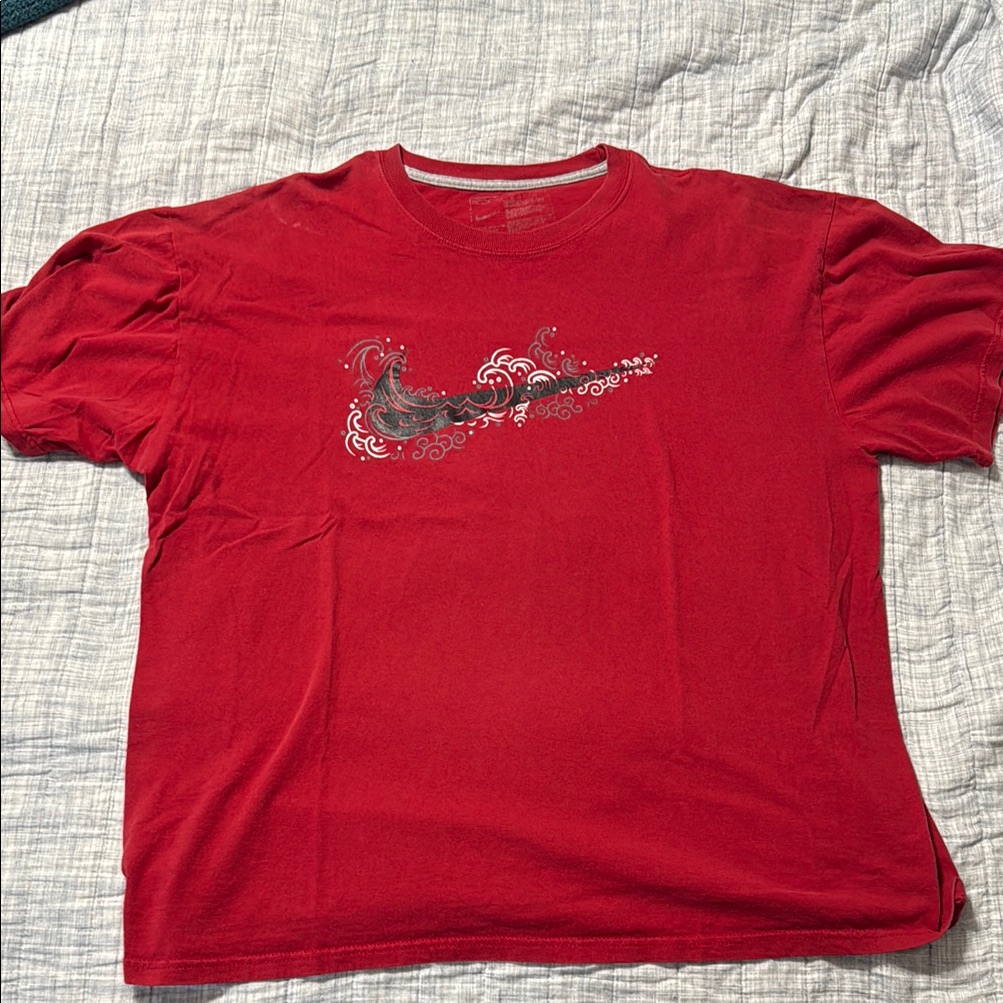 Nike Red Short Sleeve Tee With Vintage Swoosh